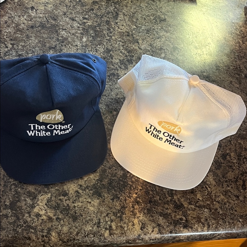 Vintage (the other white meat) Navy and White Caps